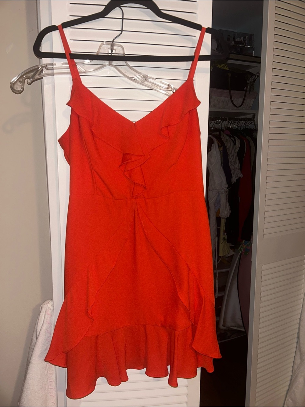 BCBGMaxAzria Red Ruffle Slip Mini Dress